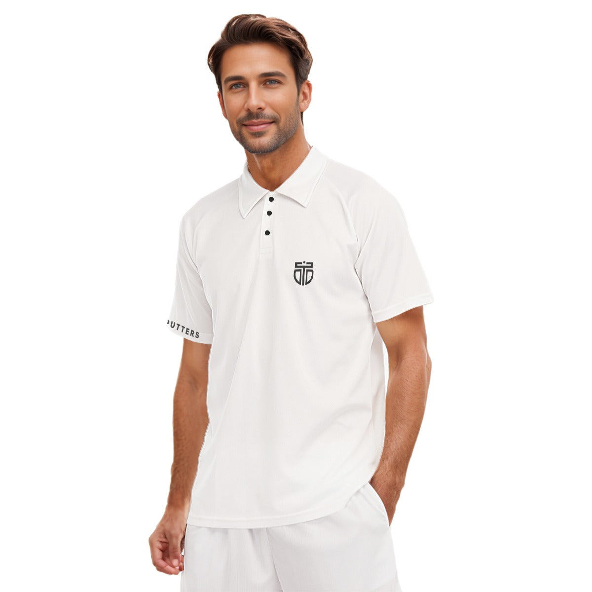 All-Over Print Men's Short Sleeve Polo Shirt With Button Closure